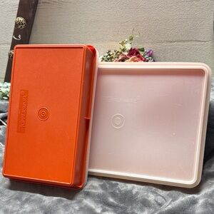 Vintage orange Tupperware nesting rectangle lidded containers